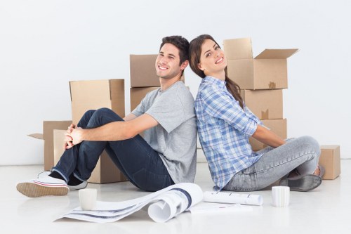 Organised office move materials and workspace setup for a business relocation