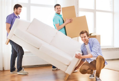 Busy Westminster street showing access challenges for removals