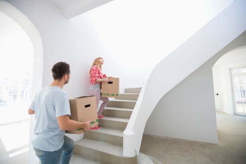 Packed boxes and furniture ready for a local Westminster relocation
