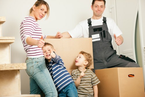 Packed boxes and furniture ready for a Westminster relocation